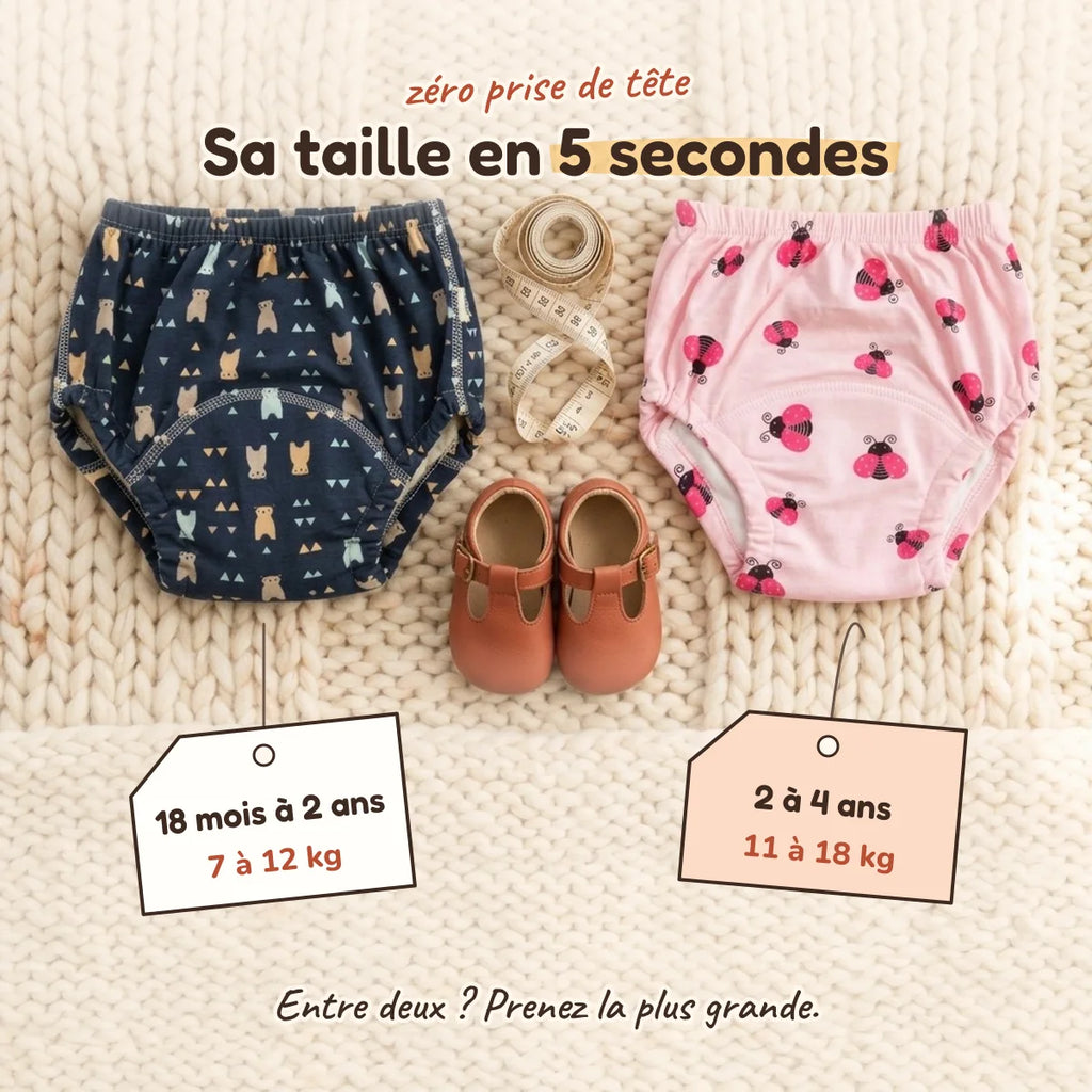 Guide des tailles : 18 mois à 2 ans et 2 à 4 ans