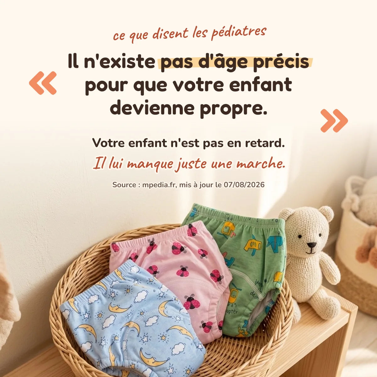 Le repère des pédiatres : il n'existe pas d'âge précis pour être propre