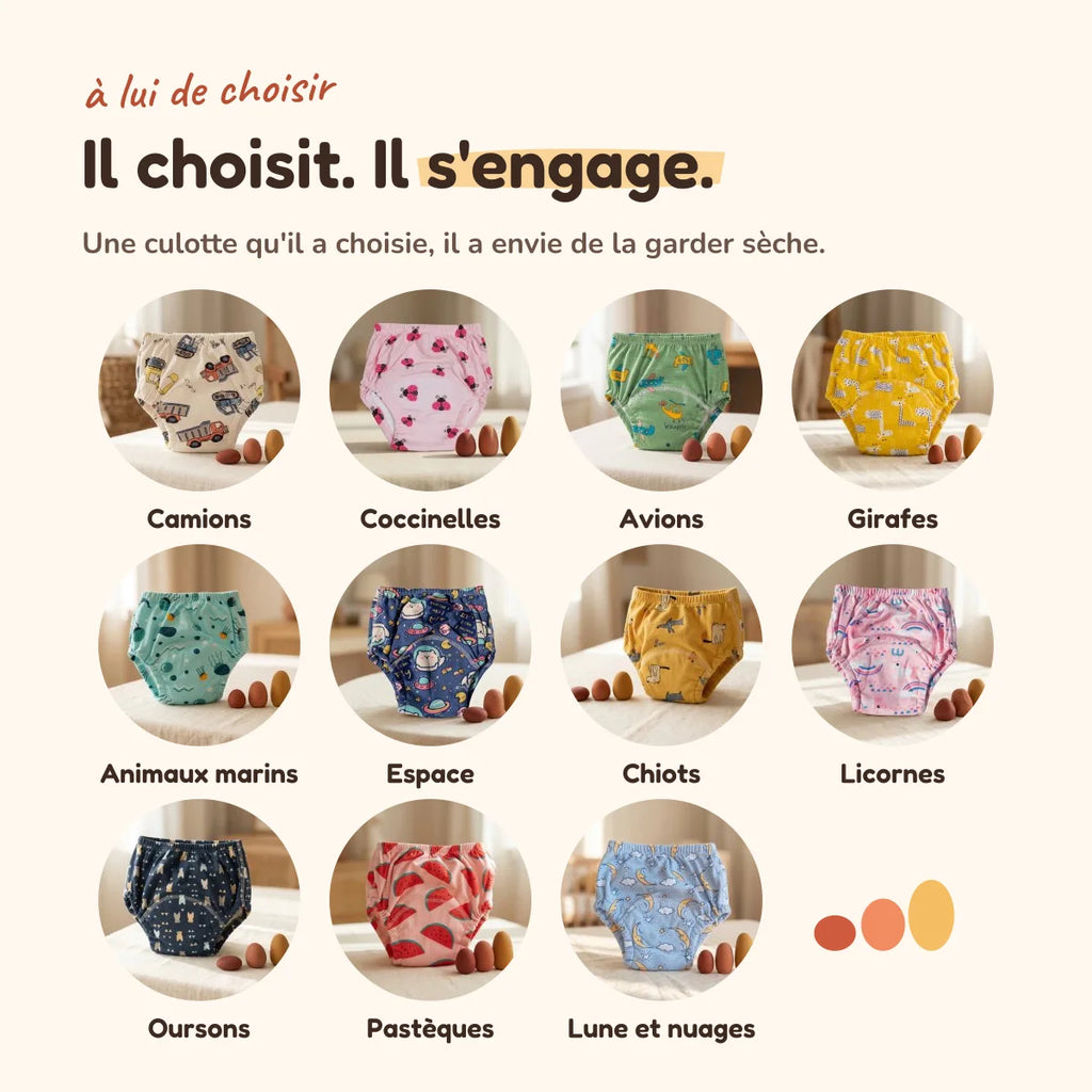 Les onze motifs de culottes d'apprentissage