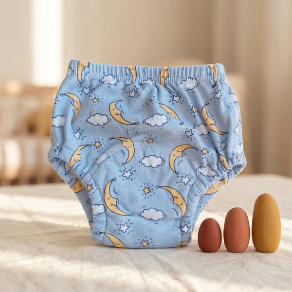 Culotte d'apprentissage lavable motif lune et nuages
